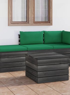 VidaXL 4-delige Loungeset met kussens pallet massief grenenhout