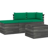 VidaXL 4-delige Loungeset met kussens pallet massief grenenhout