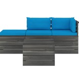 VidaXL 4-delige Loungeset met kussens pallet massief grenenhout