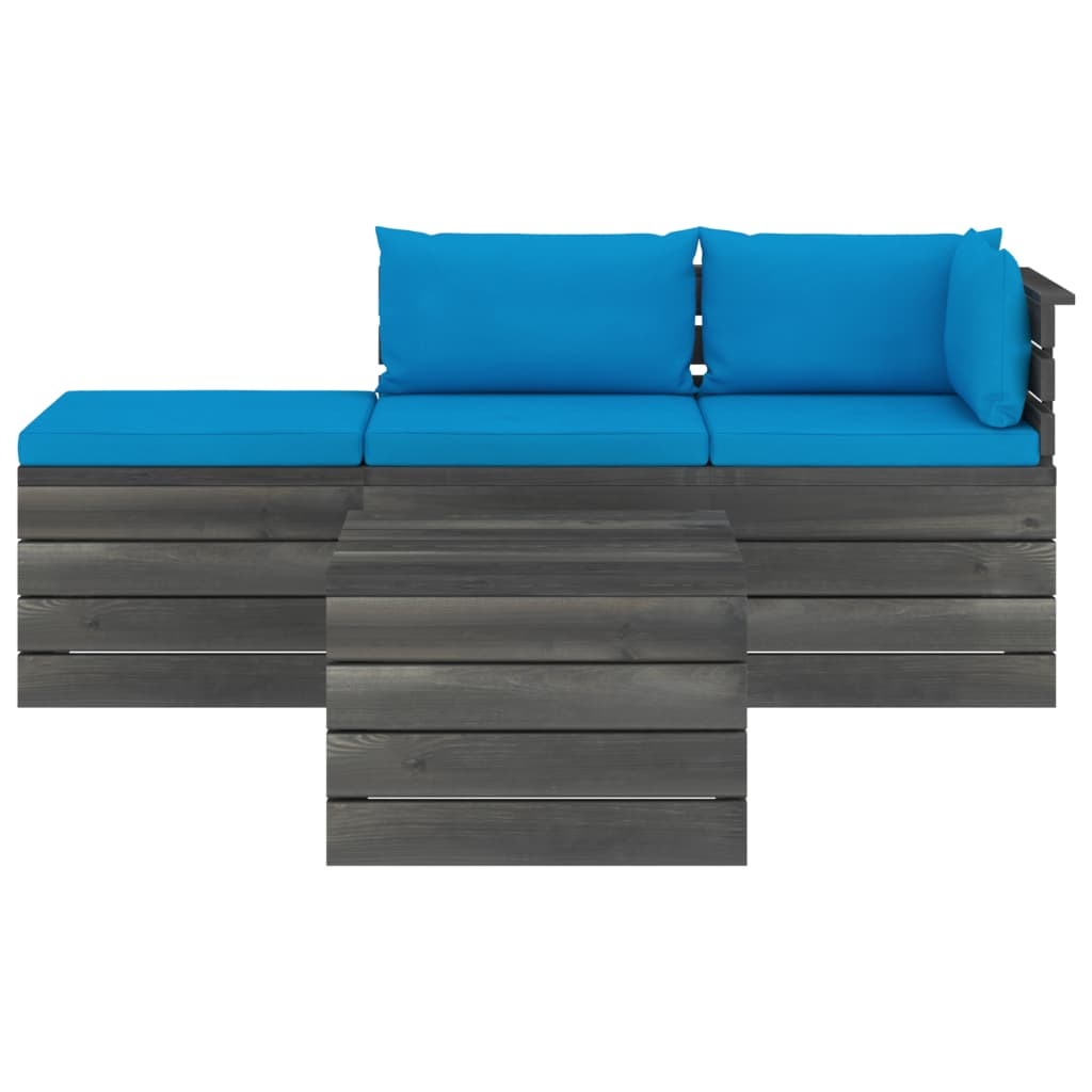 VidaXL 4-delige Loungeset met kussens pallet massief grenenhout
