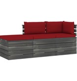VidaXL 3-delige Loungeset met kussens pallet massief grenenhout