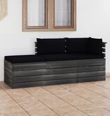 VidaXL 3-delige Loungeset met kussens pallet massief grenenhout