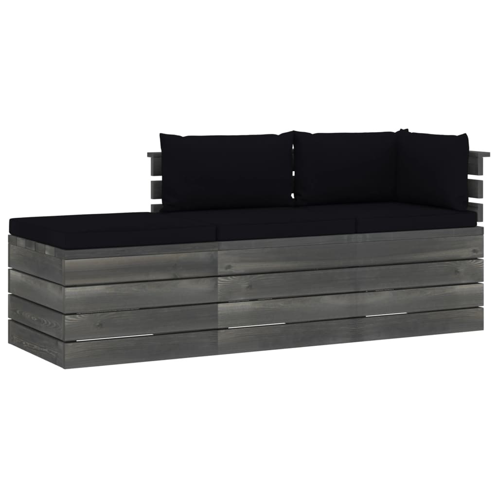 VidaXL 3-delige Loungeset met kussens pallet massief grenenhout
