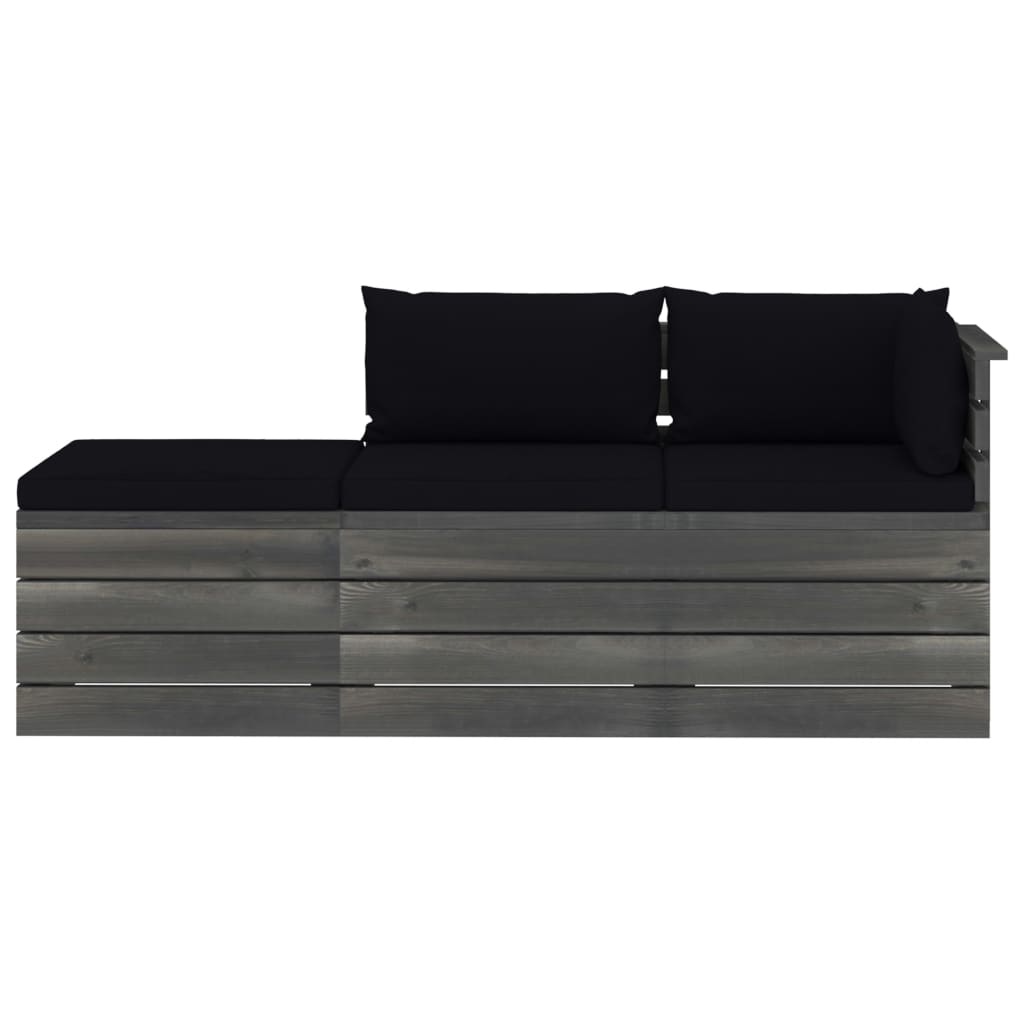 VidaXL 3-delige Loungeset met kussens pallet massief grenenhout