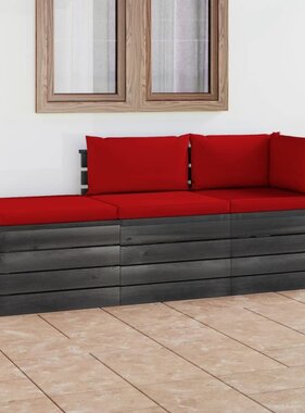 VidaXL 3-delige Loungeset met kussens pallet massief grenenhout