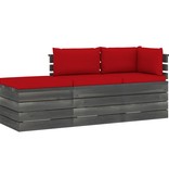 VidaXL 3-delige Loungeset met kussens pallet massief grenenhout