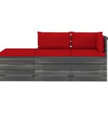 VidaXL 3-delige Loungeset met kussens pallet massief grenenhout