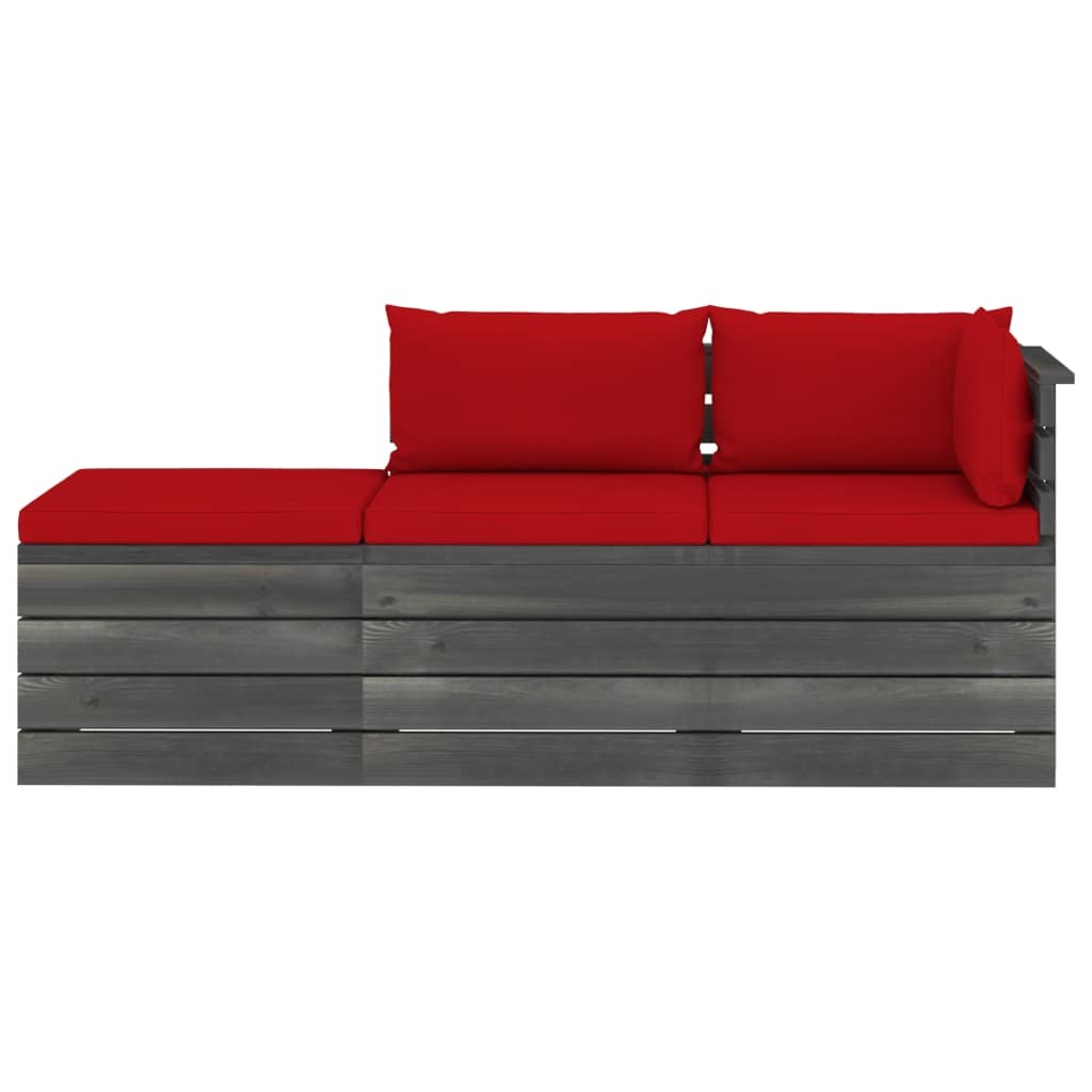 VidaXL 3-delige Loungeset met kussens pallet massief grenenhout
