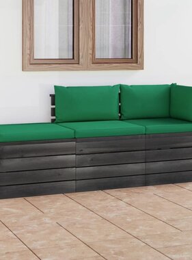VidaXL 3-delige Loungeset met kussens pallet massief grenenhout