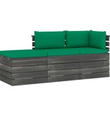 VidaXL 3-delige Loungeset met kussens pallet massief grenenhout