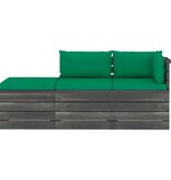 VidaXL 3-delige Loungeset met kussens pallet massief grenenhout