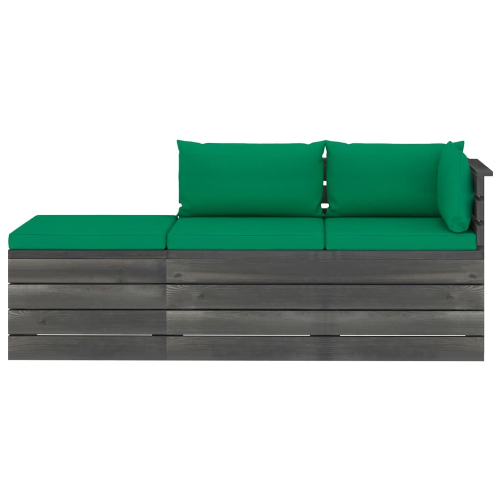 VidaXL 3-delige Loungeset met kussens pallet massief grenenhout