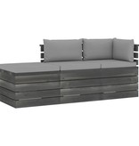 VidaXL 3-delige Loungeset met kussens pallet massief grenenhout