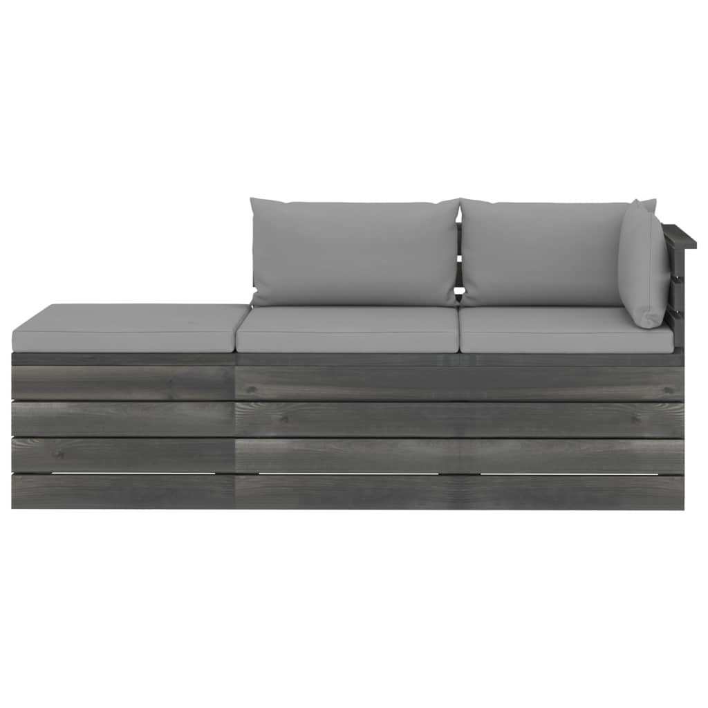VidaXL 3-delige Loungeset met kussens pallet massief grenenhout