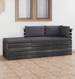VidaXL 3-delige Loungeset met kussens pallet massief grenenhout