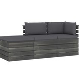 VidaXL 3-delige Loungeset met kussens pallet massief grenenhout