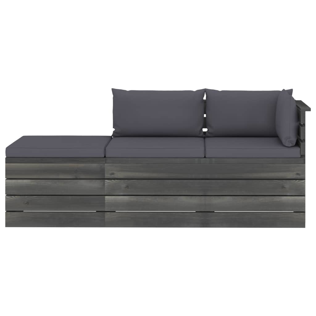 VidaXL 3-delige Loungeset met kussens pallet massief grenenhout