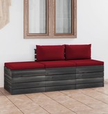 VidaXL 3-delige Loungeset met kussens pallet massief grenenhout
