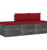 VidaXL 3-delige Loungeset met kussens pallet massief grenenhout