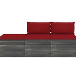 VidaXL 3-delige Loungeset met kussens pallet massief grenenhout