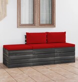 VidaXL 3-delige Loungeset met kussens pallet massief grenenhout