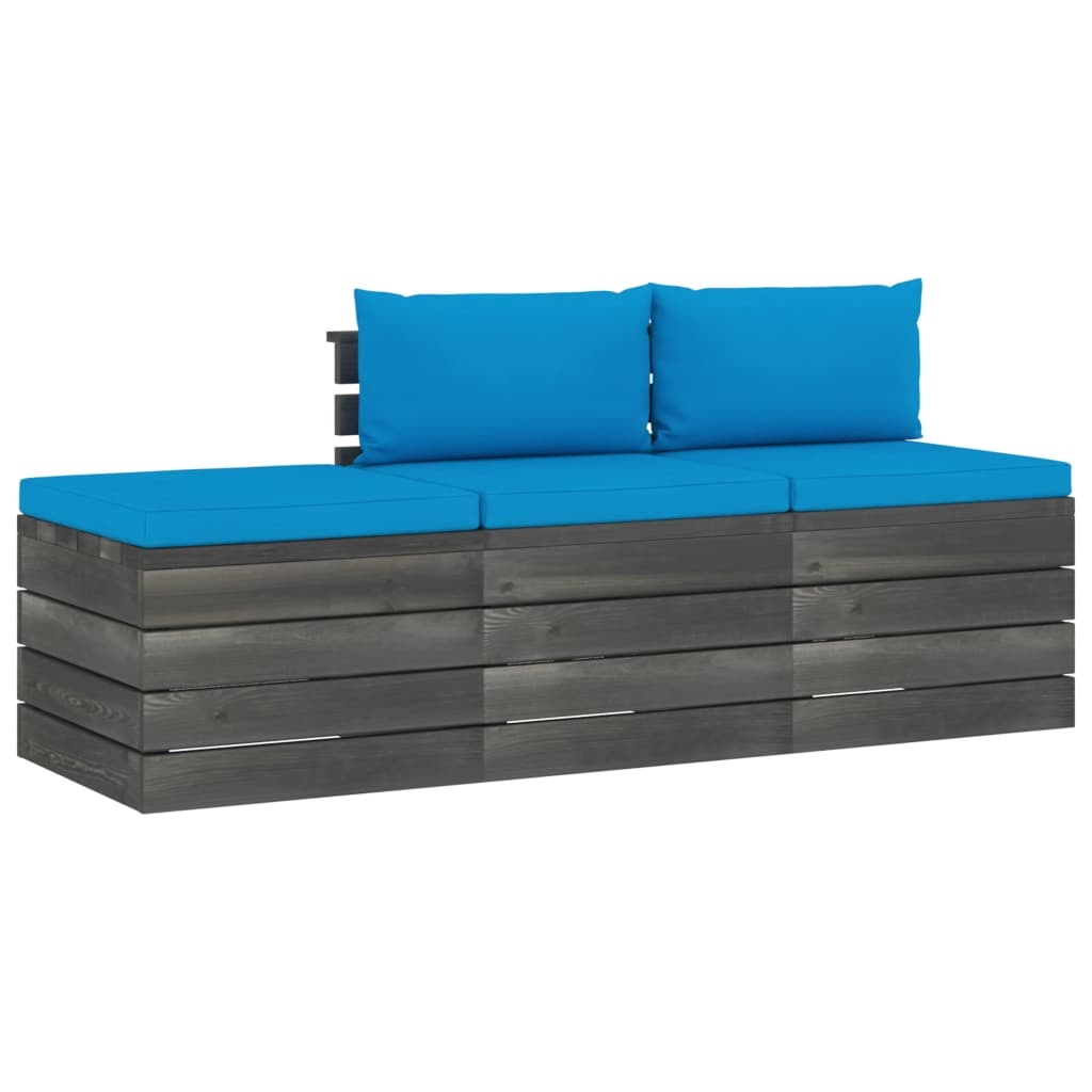 VidaXL 3-delige Loungeset met kussens pallet massief grenenhout