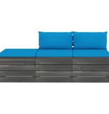 VidaXL 3-delige Loungeset met kussens pallet massief grenenhout