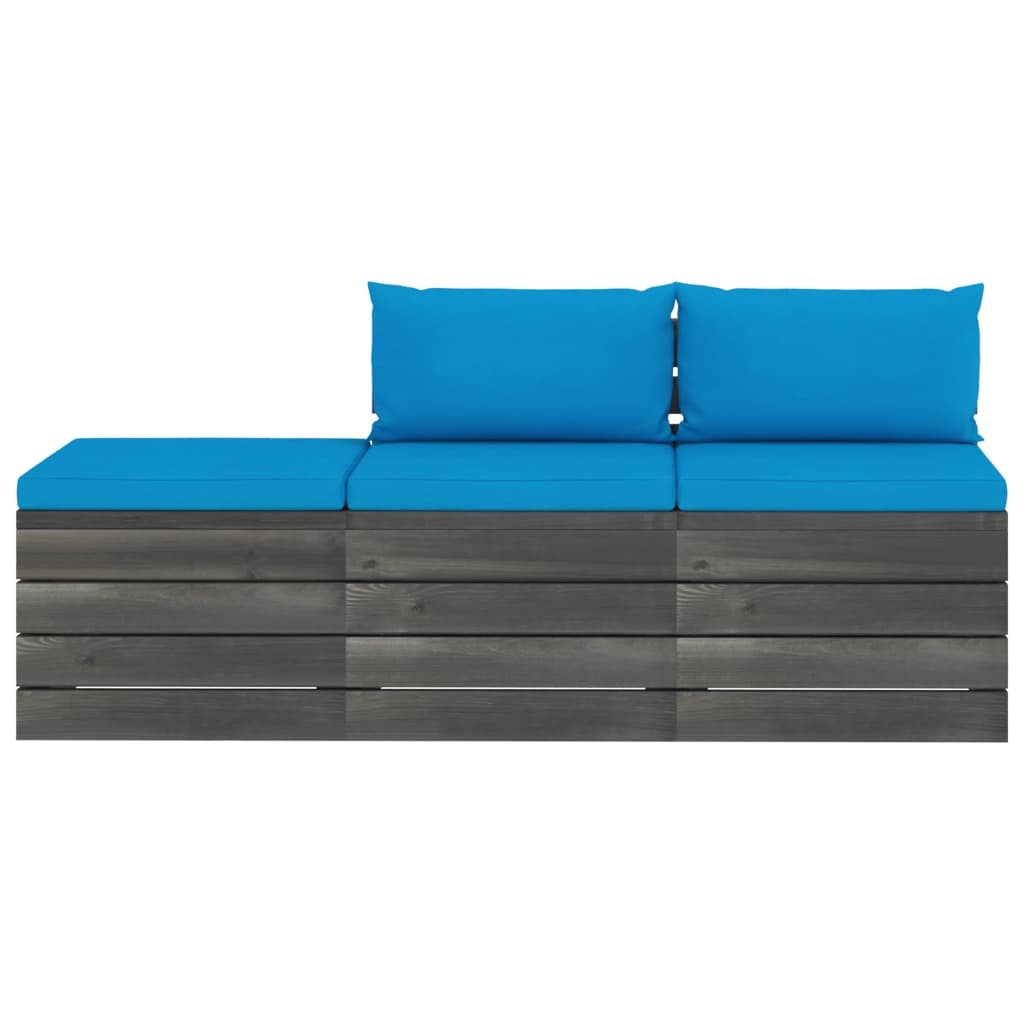VidaXL 3-delige Loungeset met kussens pallet massief grenenhout