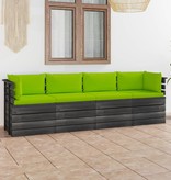 VidaXL Tuinbank 4-zits met kussens pallet massief grenenhout