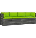 VidaXL Tuinbank 4-zits met kussens pallet massief grenenhout