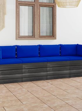 VidaXL Tuinbank 4-zits met kussens pallet massief grenenhout