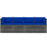 VidaXL Tuinbank 4-zits met kussens pallet massief grenenhout