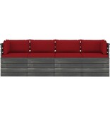 VidaXL Tuinbank 4-zits met kussens pallet massief grenenhout