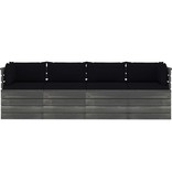 VidaXL Tuinbank 4-zits met kussens pallet massief grenenhout