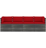 VidaXL Tuinbank 4-zits met kussens pallet massief grenenhout