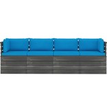 VidaXL Tuinbank 4-zits met kussens pallet massief grenenhout
