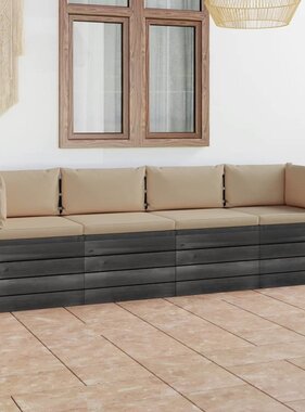 VidaXL Tuinbank 4-zits met kussens pallet massief grenenhout