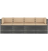 VidaXL Tuinbank 4-zits met kussens pallet massief grenenhout