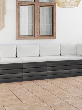 VidaXL Tuinbank 4-zits met kussens pallet massief grenenhout