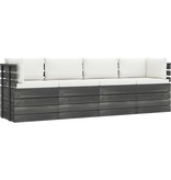 VidaXL Tuinbank 4-zits met kussens pallet massief grenenhout