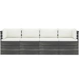VidaXL Tuinbank 4-zits met kussens pallet massief grenenhout