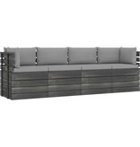 VidaXL Tuinbank 4-zits met kussens pallet massief grenenhout