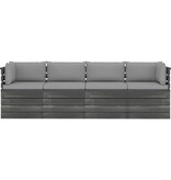 VidaXL Tuinbank 4-zits met kussens pallet massief grenenhout