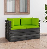 VidaXL Tuinbank 2-zits met kussens pallet massief grenenhout