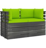 VidaXL Tuinbank 2-zits met kussens pallet massief grenenhout