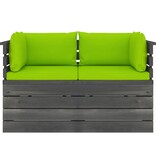 VidaXL Tuinbank 2-zits met kussens pallet massief grenenhout