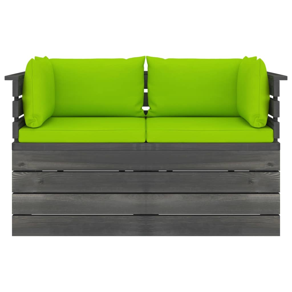 VidaXL Tuinbank 2-zits met kussens pallet massief grenenhout