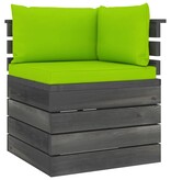 VidaXL Tuinbank 2-zits met kussens pallet massief grenenhout