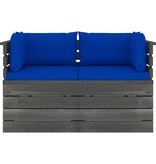 VidaXL Tuinbank 2-zits met kussens pallet massief grenenhout