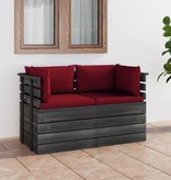 VidaXL Tuinbank 2-zits met kussens pallet massief grenenhout